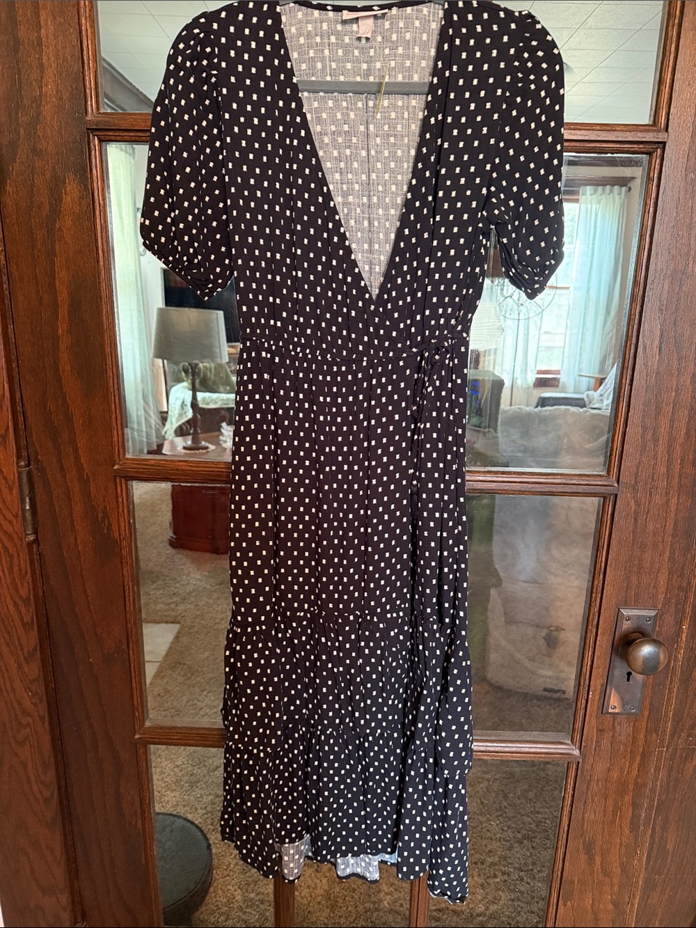 Knox Rose Black Polka Dot Wrap Maxi Dress